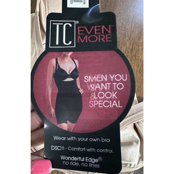 TC Fine Extra Firm Full Tummy Control Open-Bust Thigh Length Bodysuit M - Picture 14 of 16